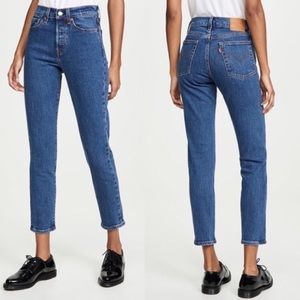 Levi's Medium Blue Wash Denim Wedgie Icon Fit High Rise Tapered Leg Jeans SZ 29